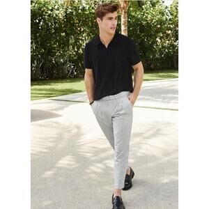 NEW Express Polo Shirt Mens XL‎ Waffle Pieced Zip Polo Black Panel 1/4 Zipper